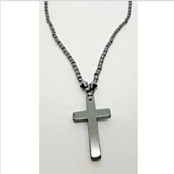 Hermalite Cross Necklace Dark Gray Screw Barrel - Picture 4 of 8